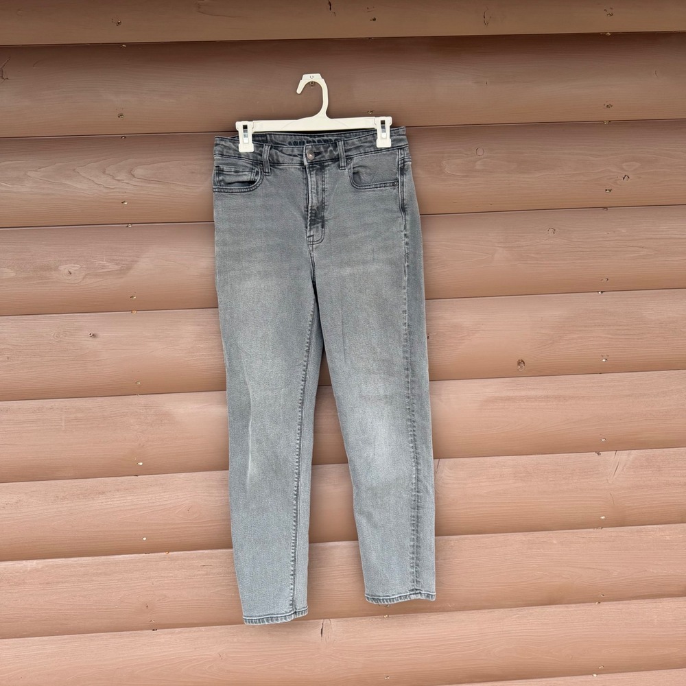 American Eagle Mom Jeans Womens 6 Regular Gray High Waisted Stretch Denim